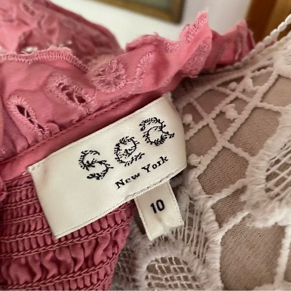 SEA NEW YORK Ingrid Smocked Ruffle Eyelet Midi Dress Sz 10 - Picture 10 of 10